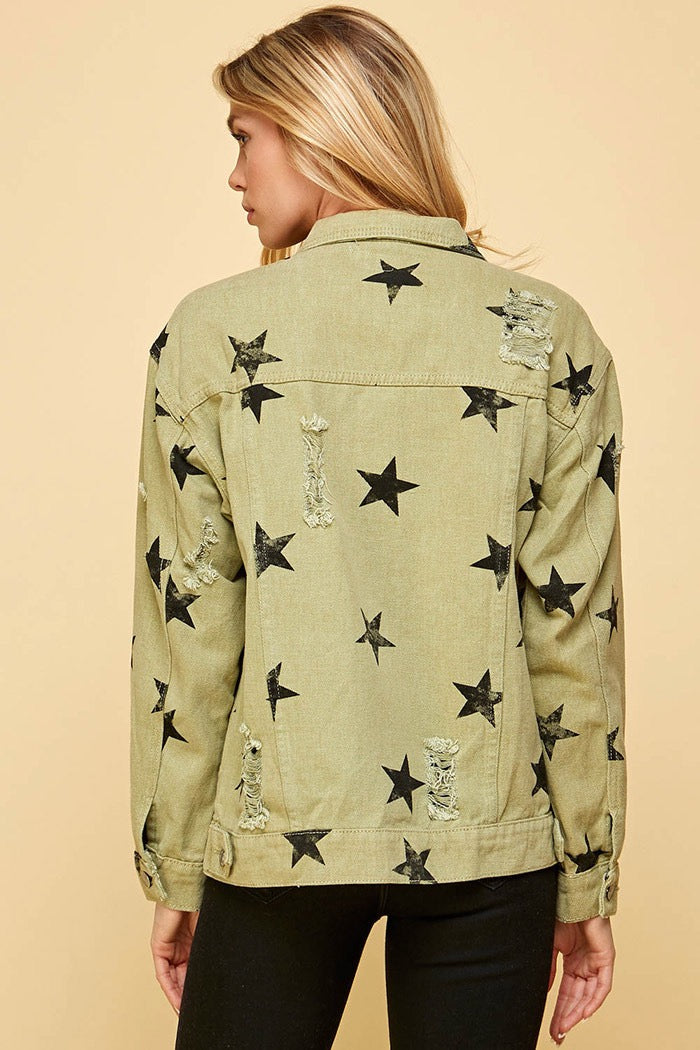 Army green jacket with on sale stars