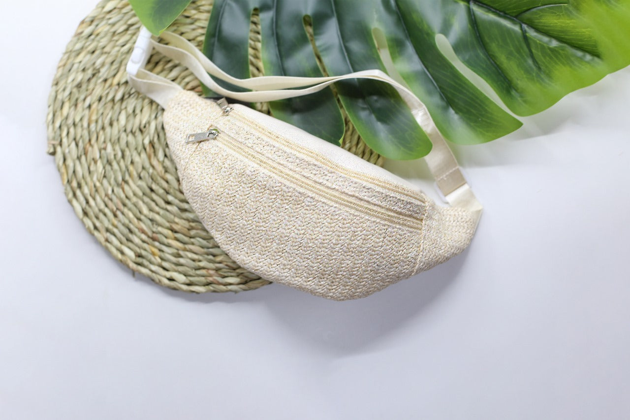 Natural  Woven Moon Bag